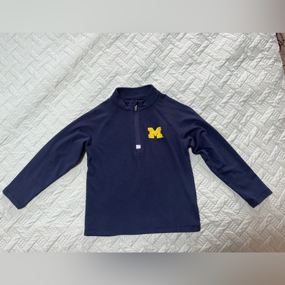 Garb Toddler Navy U of M Quarter-Zip Pullover with Maize M Logo